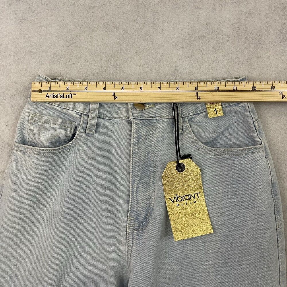 Vibrant Miu Jeans Womens W24 Light Wash Wide Leg High Rise Denim NWT - Picture 5 of 13